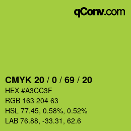 Color code: CMYK 20 / 0 / 69 / 20 | qconv.com