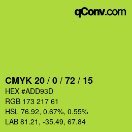 Código de color: CMYK 20 / 0 / 72 / 15 | qconv.com