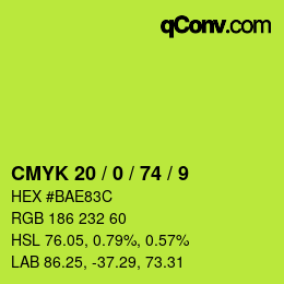 Farbcode: CMYK 20 / 0 / 74 / 9 | qconv.com