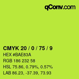 颜色代码: CMYK 20 / 0 / 75 / 9 | qconv.com