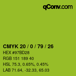 Código de color: CMYK 20 / 0 / 79 / 26 | qconv.com