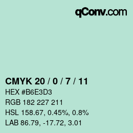 カラーコード: CMYK 20 / 0 / 7 / 11 | qconv.com