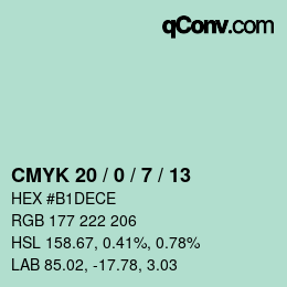 カラーコード: CMYK 20 / 0 / 7 / 13 | qconv.com