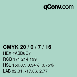 Color code: CMYK 20 / 0 / 7 / 16 | qconv.com