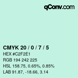 Color code: CMYK 20 / 0 / 7 / 5 | qconv.com