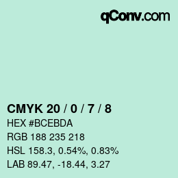 Color code: CMYK 20 / 0 / 7 / 8 | qconv.com