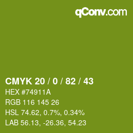 颜色代码: CMYK 20 / 0 / 82 / 43 | qconv.com