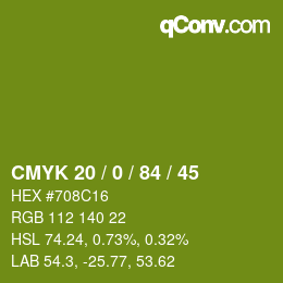 颜色代码: CMYK 20 / 0 / 84 / 45 | qconv.com
