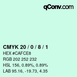 Color code: CMYK 20 / 0 / 8 / 1 | qconv.com