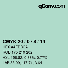 カラーコード: CMYK 20 / 0 / 8 / 14 | qconv.com