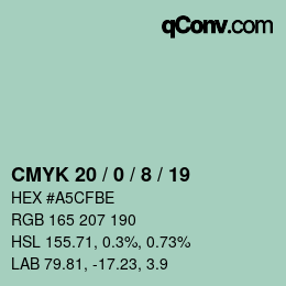 カラーコード: CMYK 20 / 0 / 8 / 19 | qconv.com