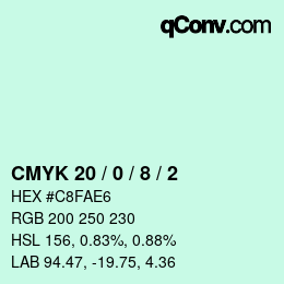 カラーコード: CMYK 20 / 0 / 8 / 2 | qconv.com