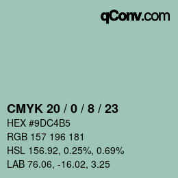 カラーコード: CMYK 20 / 0 / 8 / 23 | qconv.com