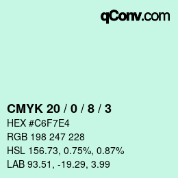 Farbcode: CMYK 20 / 0 / 8 / 3 | qconv.com