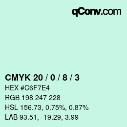 Color code: CMYK 20 / 0 / 8 / 3 | qconv.com