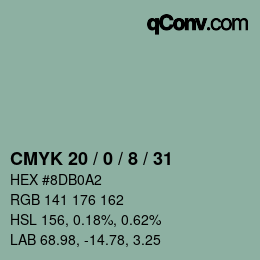 カラーコード: CMYK 20 / 0 / 8 / 31 | qconv.com