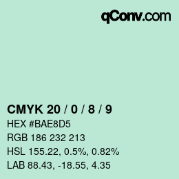 カラーコード: CMYK 20 / 0 / 8 / 9 | qconv.com