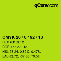 颜色代码: CMYK 20 / 0 / 92 / 13 | qconv.com