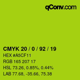 カラーコード: CMYK 20 / 0 / 92 / 19 | qconv.com