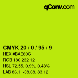 カラーコード: CMYK 20 / 0 / 95 / 9 | qconv.com
