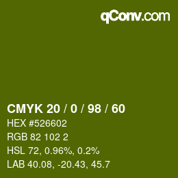 カラーコード: CMYK 20 / 0 / 98 / 60 | qconv.com