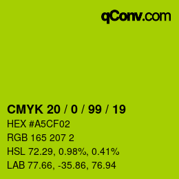 Farbcode: CMYK 20 / 0 / 99 / 19 | qconv.com