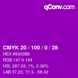 Color code: CMYK 20 / 100 / 0 / 28 | qconv.com