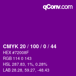 Color code: CMYK 20 / 100 / 0 / 44 | qconv.com