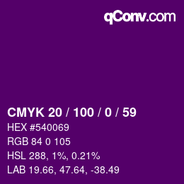颜色代码: CMYK 20 / 100 / 0 / 59 | qconv.com