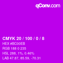 カラーコード: CMYK 20 / 100 / 0 / 8 | qconv.com