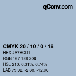 カラーコード: CMYK 20 / 10 / 0 / 18 | qconv.com