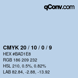 颜色代码: CMYK 20 / 10 / 0 / 9 | qconv.com