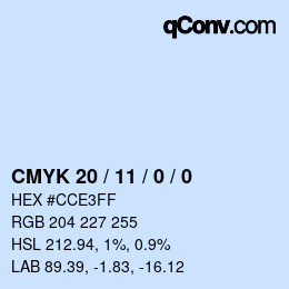 カラーコード: CMYK 20 / 11 / 0 / 0 | qconv.com