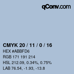 Color code: CMYK 20 / 11 / 0 / 16 | qconv.com