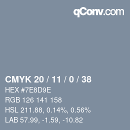 颜色代码: CMYK 20 / 11 / 0 / 38 | qconv.com