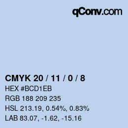 颜色代码: CMYK 20 / 11 / 0 / 8 | qconv.com