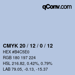 颜色代码: CMYK 20 / 12 / 0 / 12 | qconv.com