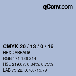 Color code: CMYK 20 / 13 / 0 / 16 | qconv.com
