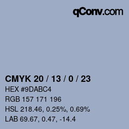 Farbcode: CMYK 20 / 13 / 0 / 23 | qconv.com
