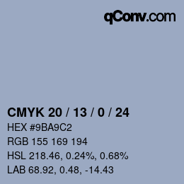 Color code: CMYK 20 / 13 / 0 / 24 | qconv.com