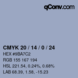 Color code: CMYK 20 / 14 / 0 / 24 | qconv.com