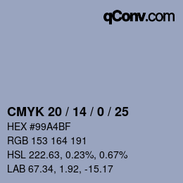 Color code: CMYK 20 / 14 / 0 / 25 | qconv.com