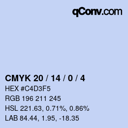 Código de color: CMYK 20 / 14 / 0 / 4 | qconv.com