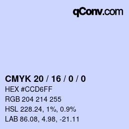 Color code: CMYK 20 / 16 / 0 / 0 | qconv.com