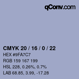 Código de color: CMYK 20 / 16 / 0 / 22 | qconv.com