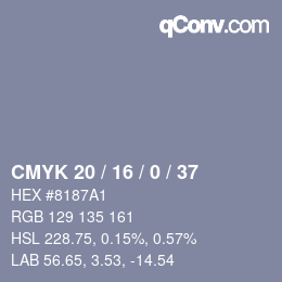 Color code: CMYK 20 / 16 / 0 / 37 | qconv.com