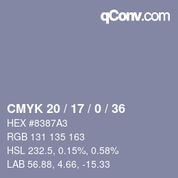 Color code: CMYK 20 / 17 / 0 / 36 | qconv.com