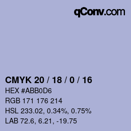 カラーコード: CMYK 20 / 18 / 0 / 16 | qconv.com