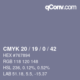 Código de color: CMYK 20 / 19 / 0 / 42 | qconv.com