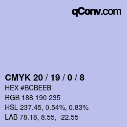 Color code: CMYK 20 / 19 / 0 / 8 | qconv.com